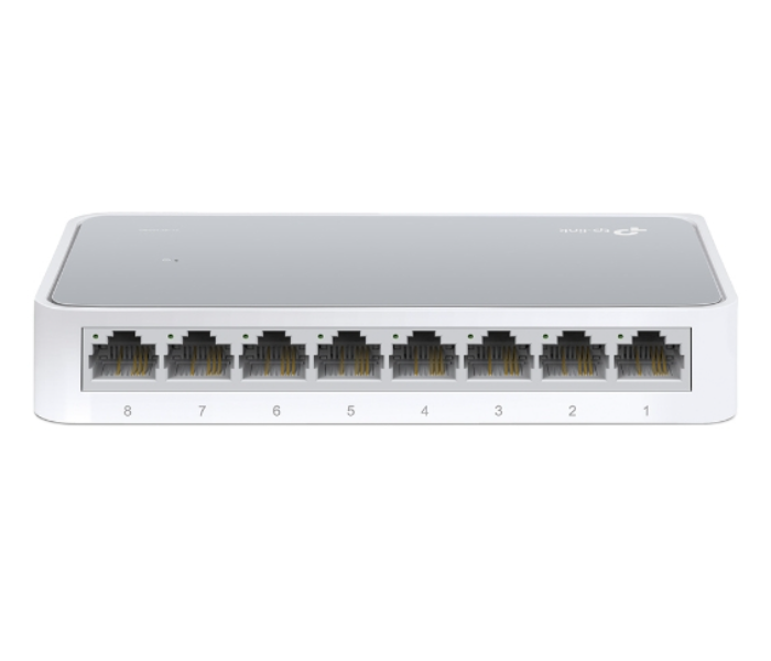 TP-Link TL-SF1008D 8-Port Durable Polycarbonate Sleek White Plug and Play Energy Efficient Desktop Ethernet Switch Home and Small Office Network Expansion in UAE