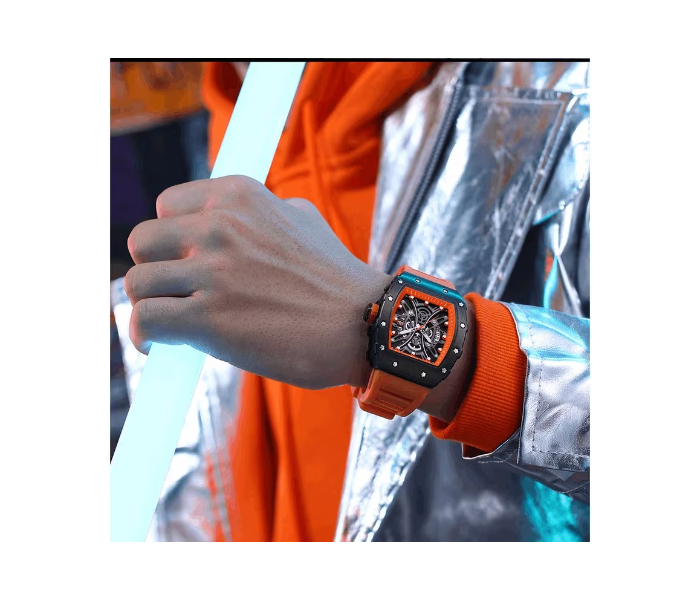 CURREN 8438 Men’s Luxury Rectangle Quartz Watch – Sport Casual Analog Wristwatch with Silicone Rubber Strap, Luminous Hands & Water Resistant Design in UAE