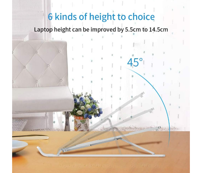 Laptop Stand Foldable Height Adjustable Laptop Stand,Aluminum Cooling Portable Laptop Stand and Suitable for All Laptops & MacBooks (Silver) in UAE