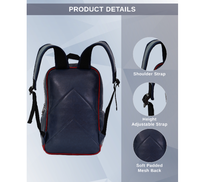 Para John PJBP6665 16Inch Genuine Leather Backpack - Navy Blue in UAE