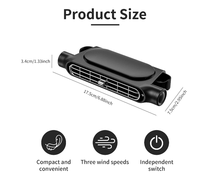 USB Car Seat Cooling Fan | Portable Headrest Fan for Backseat, 3-Speed Adjustable Airflow, Quiet Cooling for Kids & Pets, Universal Fit for Cars, Trucks, SUVs, Easy USB Power Connection in UAE