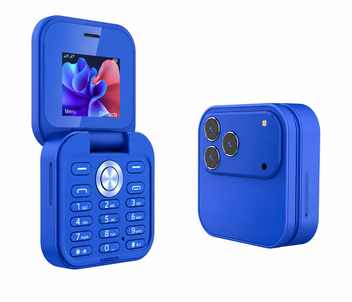 2026 17 PRO Edition New Mini Flip Mobile Phone 2 SIM Card Small Display Foldable Cell Phone, Unlocked Flip Phone , Blue in UAE