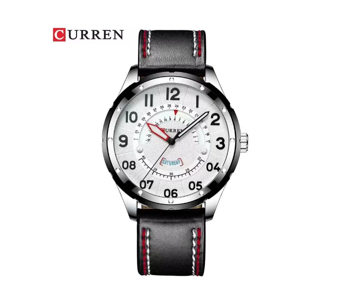 CURREN 8267 Men’s Luxury Quartz Watch Military Style Leather Strap Analog Calendar Waterproof Business Casual Wristwatch in UAE