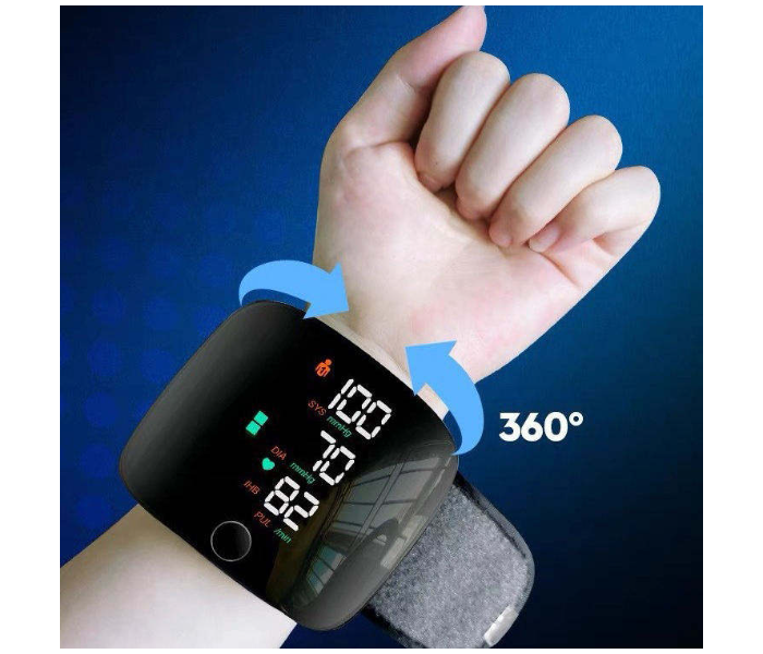 Automatic Rechargeable Wrist Blood Pressure Monitor – Smart BP Machine with Large LED Backlit Display, Voice Broadcast & 198-Reading Dual User Memory – Black/White in UAE