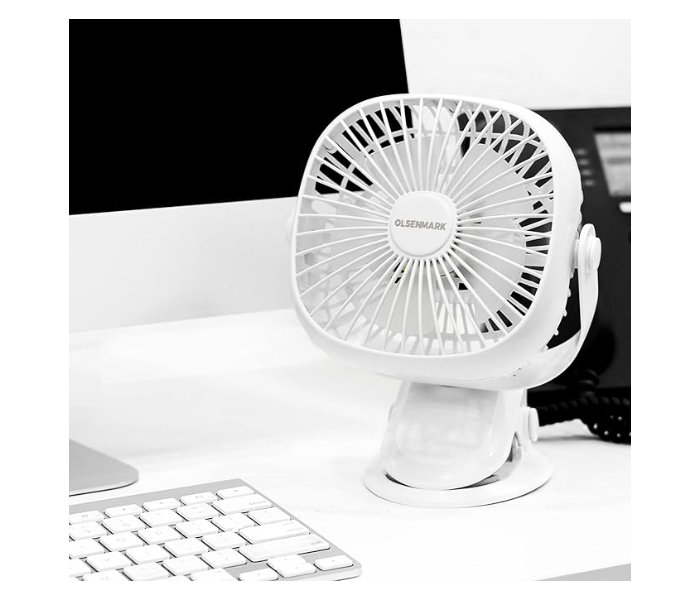 Olsenmark OMF1835 Rechargeable Multifunction Mini Fan - White in KSA