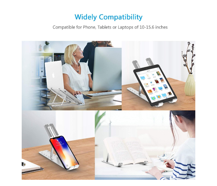Laptop Stand Foldable Height Adjustable Laptop Stand,Aluminum Cooling Portable Laptop Stand and Suitable for All Laptops & MacBooks (Silver) in UAE