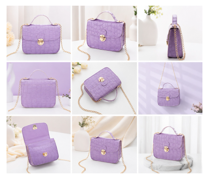 FN-Classic Crocodile Pattern Fashion Mini Shoulder Phone Bags with Chain Strap for Women - Purple in UAE