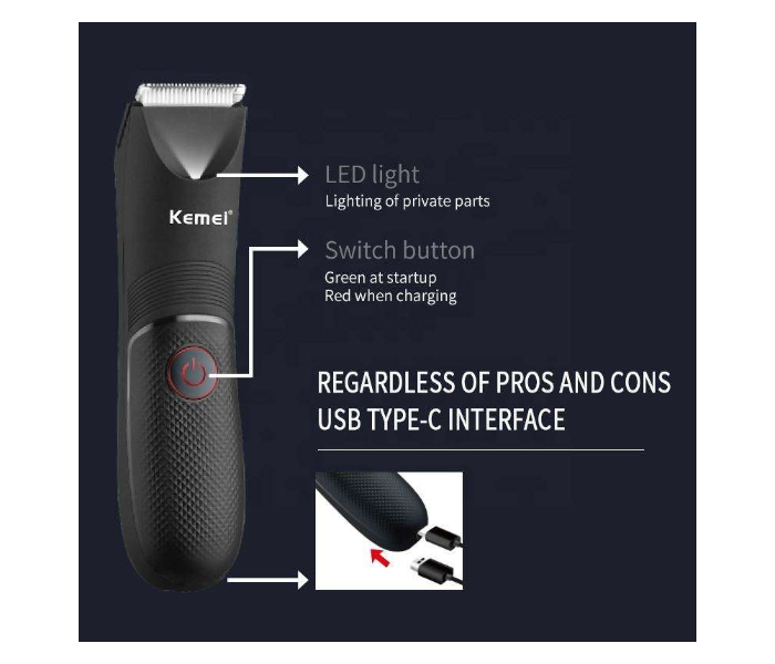 For Kemei KM-1838 USB Base Washable Men's Shaver & Groin Beard Trimmer Multifunction Ceramic Electric Haircutting Machine in UAE