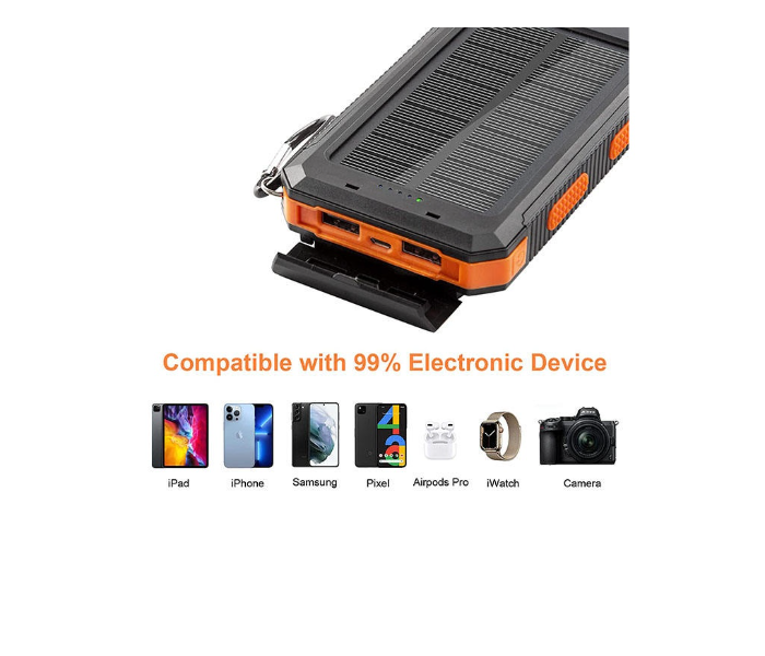 Multi Interface 20000mah Wireless Charger Solar Outdoor Powerbank with Cable Portable Mobile Power Bank in UAE