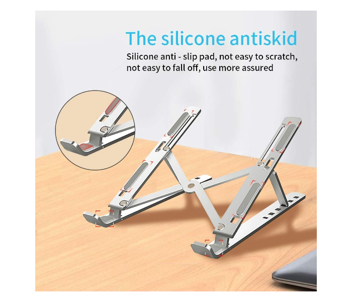 Laptop Stand Foldable Height Adjustable Laptop Stand,Aluminum Cooling Portable Laptop Stand and Suitable for All Laptops & MacBooks (Silver) in UAE