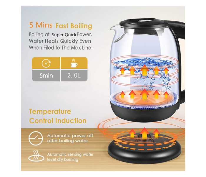Electric Kettles Glass Kettle With Blue Led Light pyrex clear Glass Electric Kettle in UAE