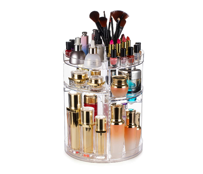 360 Degree Rotating Makeup Organizer,Large Capacity&Adjustable Multi-Function Cosmetic Storage Box,Fits Makeup Brushes,Eyeliner,Lipsticks Nail Polish. in UAE