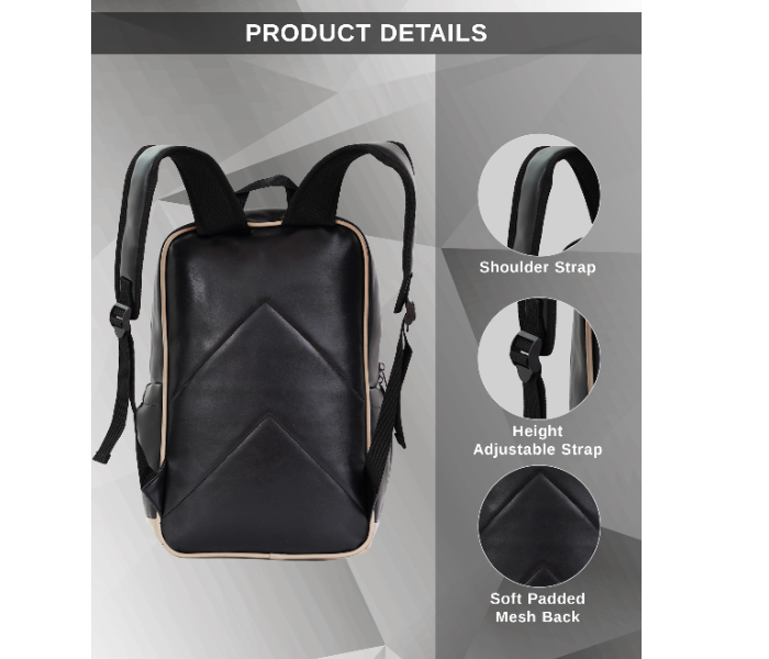 Para John PJBP6665 16Inch Genuine Leather Backpack - Black in UAE