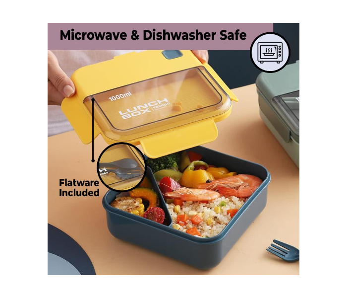 Lunch Box for Kids & Adults|Premium Food-Grade PP Plastic|Leakproof & Spill Proof |Dishwasher & Microwave Safe Lunch Box|1000 ML in UAE