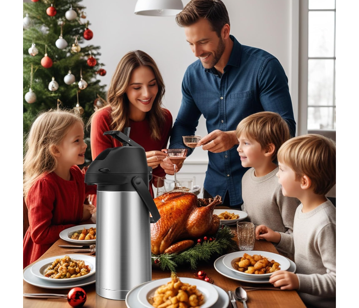 Airpot Coffee Carafe with Pump, Stainless Steel Insulated Thermal Carafe Coffee Dispenser for Hot/ Cold Beverages, 12 Hour Heat Retention in UAE