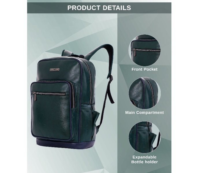 Para John PJBP6665 16Inch Genuine Leather Backpack - Green in UAE