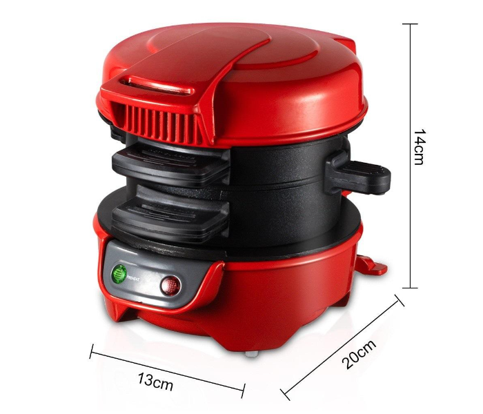 3-in-1 Breakfast Sandwich & Hamburger Maker – 600W Electric Burger Machine with Built-In Egg Cooker Ring, Non-Stick Plates & Cool-Touch Housing – Quick Portable Home Brunch Machine (Red) in UAE