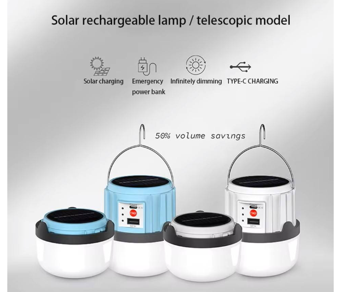 Solar Emergency Lamp 30W Double CCT 3000K 9000K Intelligent Emergency Led Bulb 3000mAh Battery Usb Rechargeable Led Bulb in UAE
