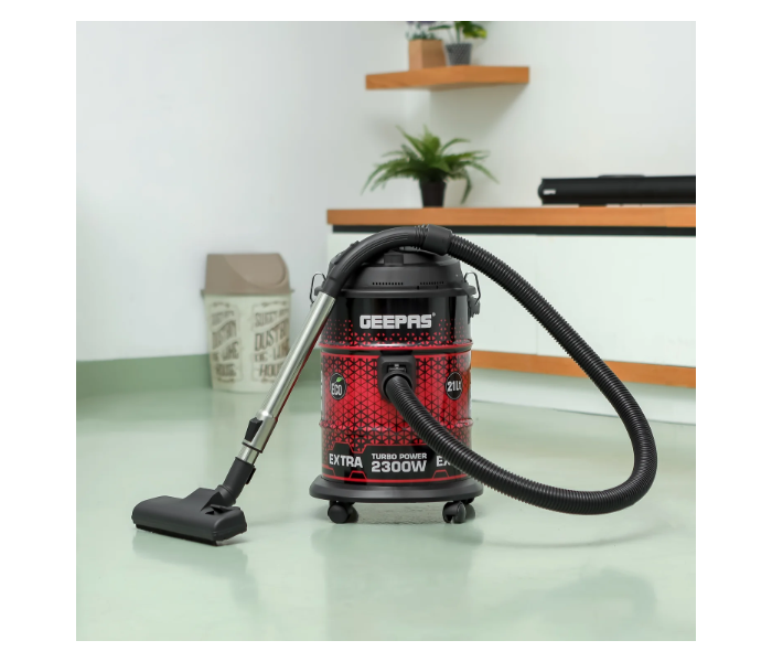 Geepas GVC19018 2300W Vacuum Cleaner 21L Dust Bag Capacity Powerful Suction And Blower Function - Red And Black in KSA