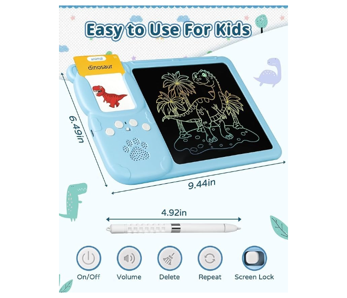 2 in 1 Talking Flash Cards with LCD Writing Tablet for Kids, 224 Words Flash Cards for Kids, Speech Therapy Autism Toys, Educational Learning Toys Gifts for 3 4 5 6 Year Old in UAE
