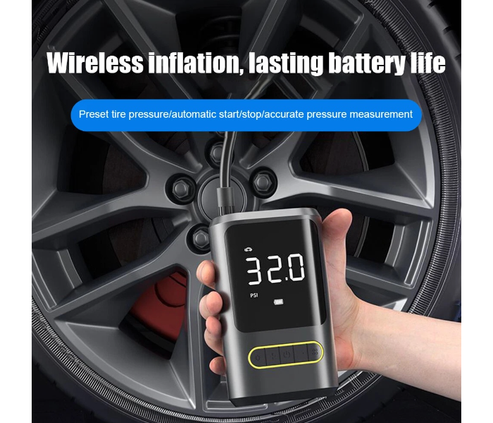 Car Wireless Air Pump w/Light Portable Bike Inflator Pump Power Air Compressor in UAE