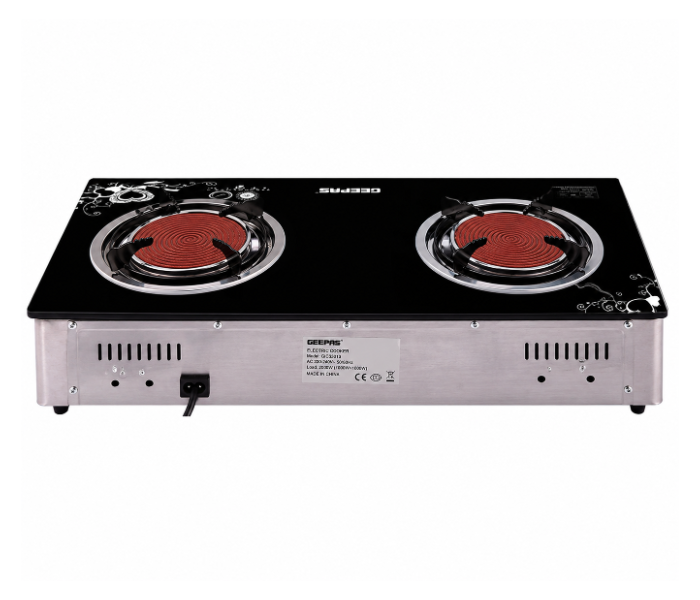 Geepas GK6865 Two Infrared Burner Glass Gas Stove with Stainless Steel Frame in UAE