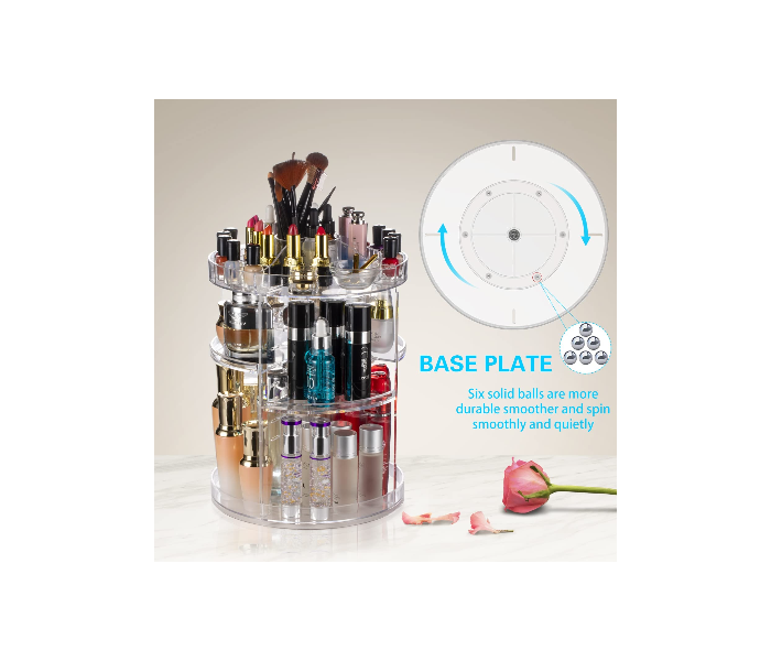 360 Degree Rotating Makeup Organizer,Large Capacity&Adjustable Multi-Function Cosmetic Storage Box,Fits Makeup Brushes,Eyeliner,Lipsticks Nail Polish. in UAE