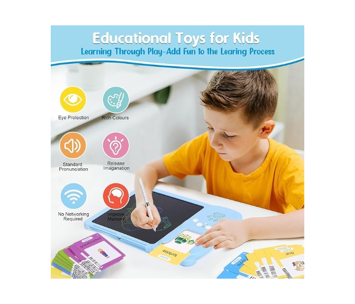 2 in 1 Talking Flash Cards with LCD Writing Tablet for Kids, 224 Words Flash Cards for Kids, Speech Therapy Autism Toys, Educational Learning Toys Gifts for 3 4 5 6 Year Old in UAE