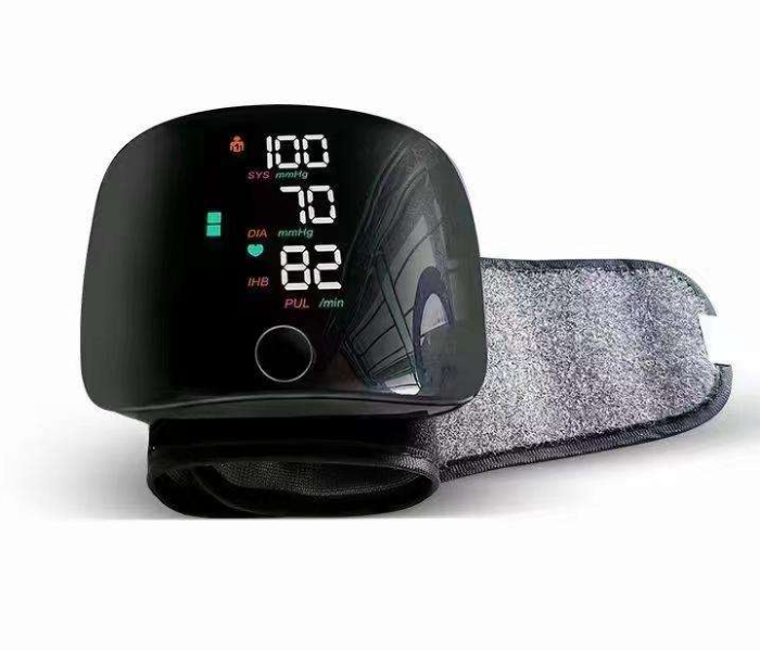 Automatic Rechargeable Wrist Blood Pressure Monitor – Smart BP Machine with Large LED Backlit Display, Voice Broadcast & 198-Reading Dual User Memory – Black/White in UAE