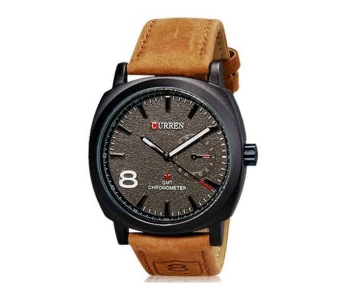 Curren 8139 Leather Strap Stylish Quartz Analog Watch Grey For Unisex in OMAN