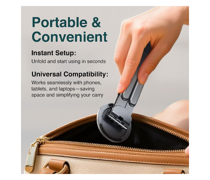 Magnetic Phone Tripod Stand, 3-in-1 Adjustable Holder for iPhone iPad Laptop, 8-Level Height & Angle, Portable Aluminum Alloy Desktop Stand, Compatible with 4-13” iPhone, 10-16” Laptops & Tablets in UAE