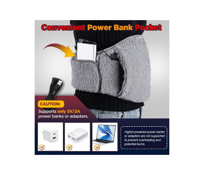 3-Level Adjustable Electric Heated Waist Belt Utterus Warming Pad for Menstrual Relief Abdomen Hand Warmer in UAE