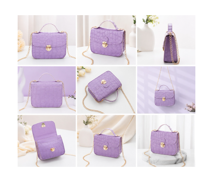FN-Classic Crocodile Pattern Fashion Mini Shoulder Phone Bags with Chain Strap for Women - Purple in UAE