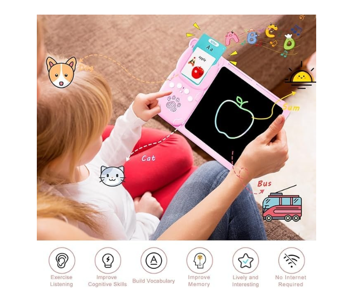 2 in 1 Talking Flash Cards with LCD Writing Tablet for Kids, 224 Words Flash Cards for Kids, Speech Therapy Autism Toys, Educational Learning Toys Gifts for 3 4 5 6 Year Old in UAE