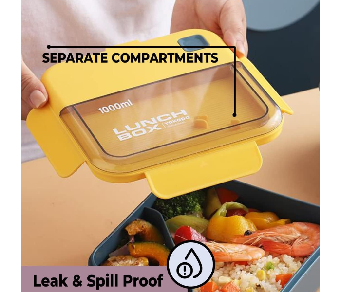 Lunch Box for Kids & Adults|Premium Food-Grade PP Plastic|Leakproof & Spill Proof |Dishwasher & Microwave Safe Lunch Box|1000 ML in UAE