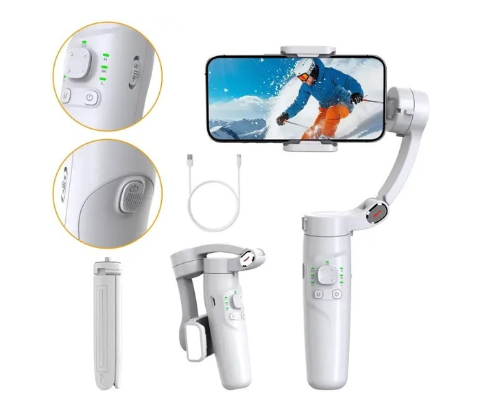 M1 3-Axis Smartphone Gimbal Stabilizer – AI Face Tracking, Foldable Selfie Stick & Tripod, Portable Handheld Gimbal for iPhone & Android in UAE