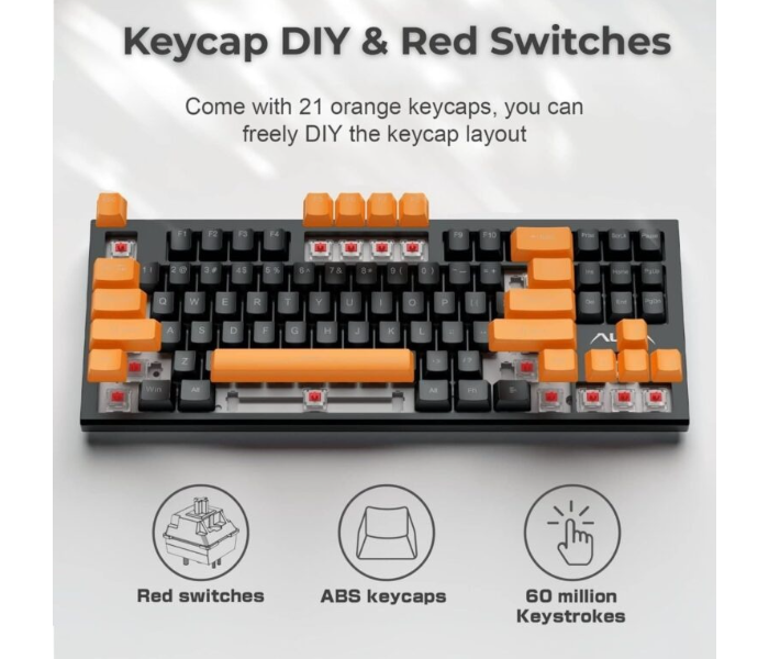 AULA F3032 Wired RGB Backlight Mechanical Gaming Keyboard | Orange + Black, Red Switch (F3032OBRd) in UAE