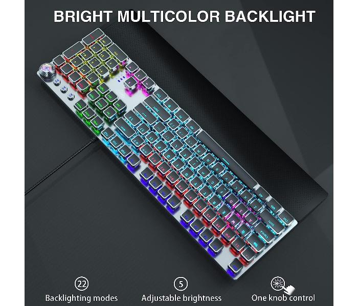 AULA F2088 RGB Wired Mechanical Gaming Keyboard With Knob | Black, Blue Switch (F2088B) in UAE