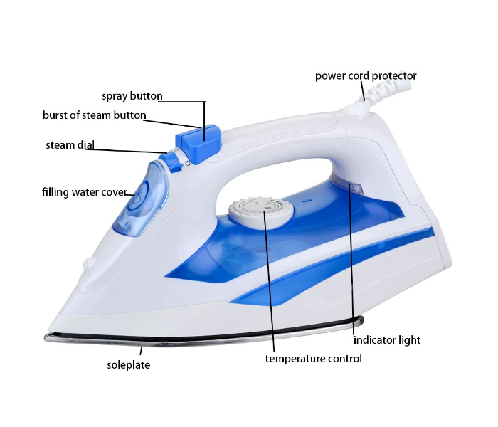 Silver Cerst 2200W Powerful Steam Iron With Ceramic Base Plate & Built-in Sprinkler, Smooth Glide Electric Clothes Press For Garment Care in UAE