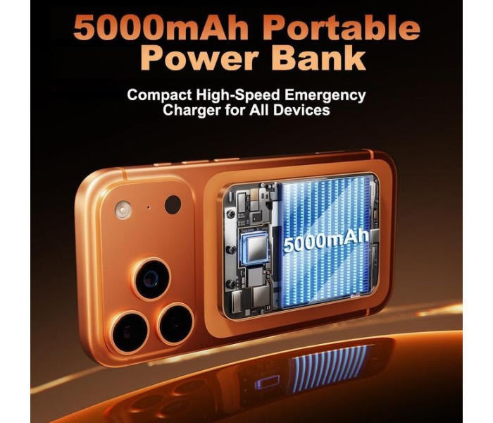 Oale Slim Magnetic Wireless Power Bank, 5000mAh 20W PD Fast Charging for iPhone Android-ORANGE in UAE