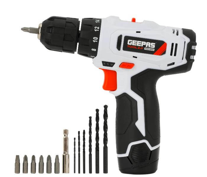Geepas GCD7628 12V Cordless Drill white and black in UAE