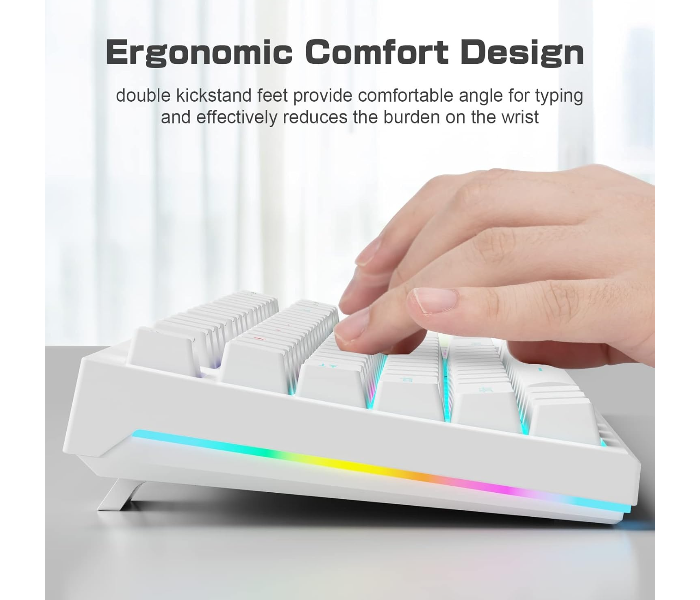 AULA Mechanical F3032 Keyboard, 87 Keys RGB Backlight Gaming Keyboard, Compact Wired Computer Keyboards for Windows PC (White, Red Switch) in UAE