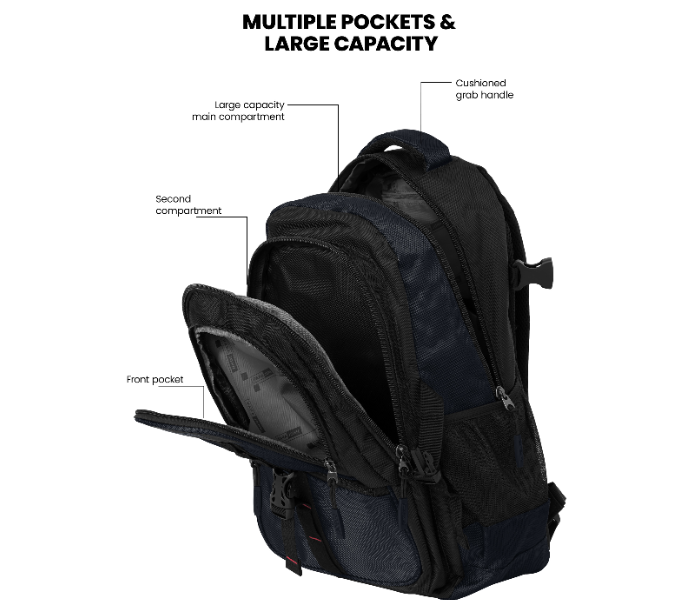 Para John PJSB6007A18 Multi-Compartment Stylish Student Backpack 18 Inch - Dark Navy Blue in UAE