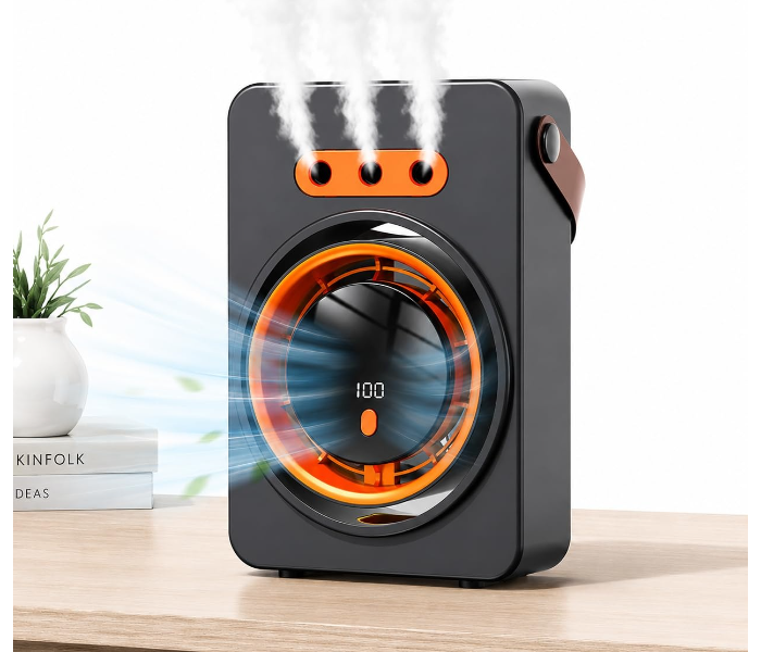 3 Hole Bladeless Mist Fan with Air Purifier Energy Saving LED Lighting Digital Display 2000mAh Battery for Car & Hotel Use in UAE
