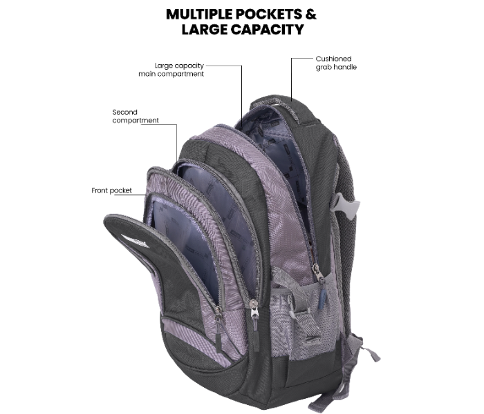 Para John PJSB6009A14 14-Inch Multi-Compartment School Backpack with Front Organizer Pocket, Side Mesh Pockets & Comfort Straps Dark Grey in UAE