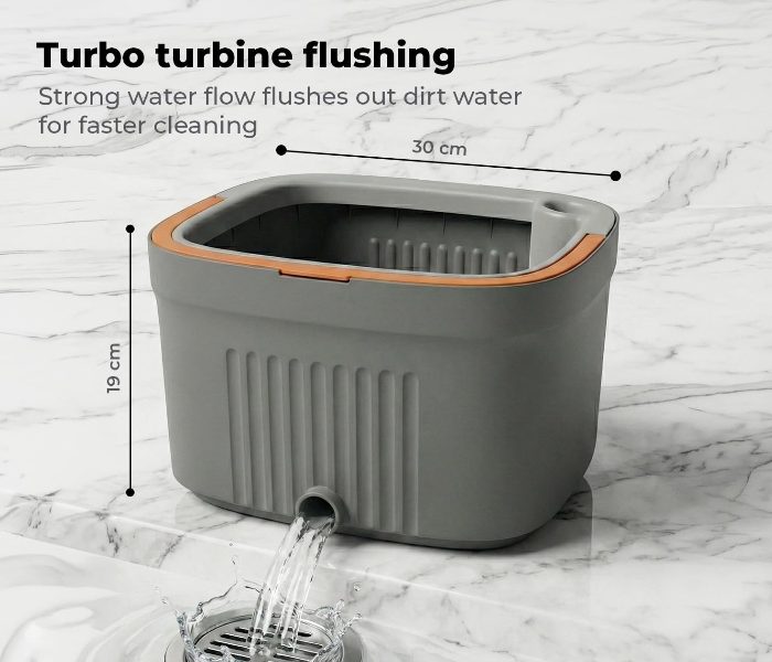 360° Spin Mop with Square Bucket Deluxe System Set and Reusable Microfiber Pads for Wet & Dry Glass, Wall, Tile and Home Floor Cleaning - in UAE