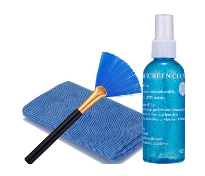 3-in-1 Screen Cleaning Kit with Cleaning Spray, Soft Brush & Microfiber Cloth | Alcohol-Free Anti-Static Cleaner for Laptop, Mobile, Tablet, TV, Camera & Monitor in UAE