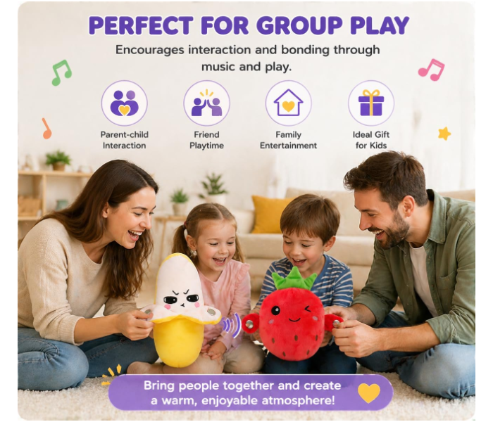 Interactive Strawberry – Soft Sensory Music Plush With Sounds, Parent-Child Fun And Early Learning (Strawberry) in UAE
