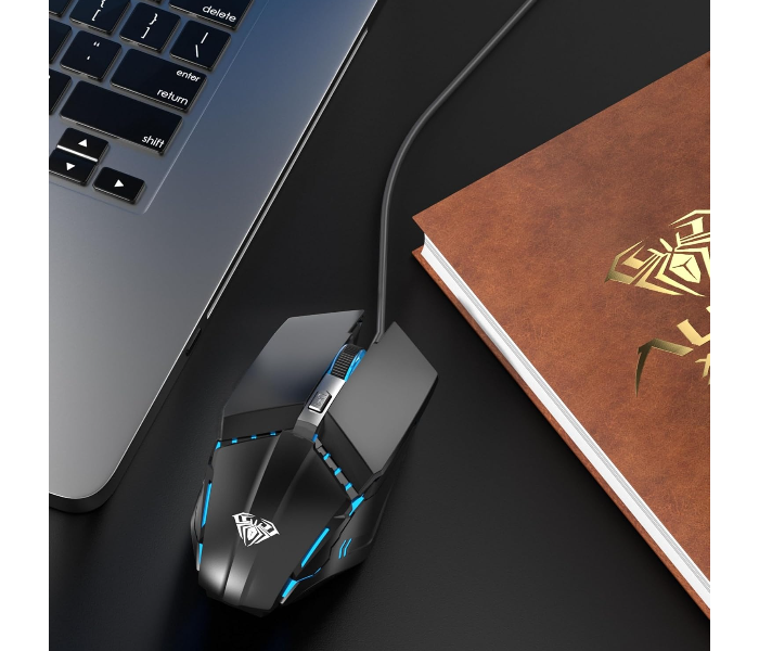 AULA S31 Wired Gaming Mouse, Adjustable DPI Range 800/1000/1200 with 4 Keys, Polling Rate 125Hz | Black (S31B) in UAE