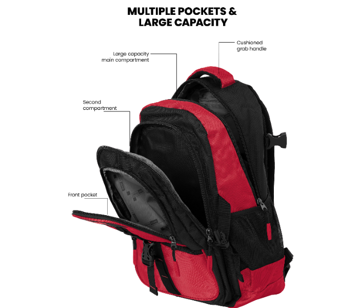 Para John PJSB6007A16 16-Inch Lightweight School Backpack-Red with Black in UAE